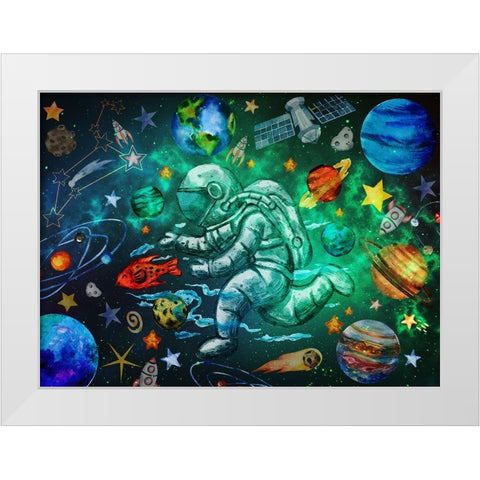 Star Search White Modern Wood Framed Art Print by The Font Diva