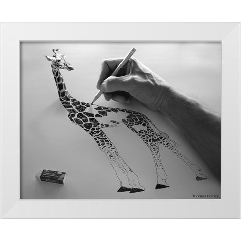 A Pain In The Neck White Modern Wood Framed Art Print by Barbey, Thomas