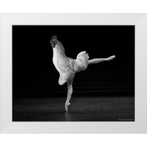 Beautiful Cock White Modern Wood Framed Art Print by Barbey, Thomas