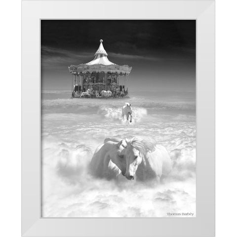 Horsing Around Vertical White Modern Wood Framed Art Print by Barbey, Thomas