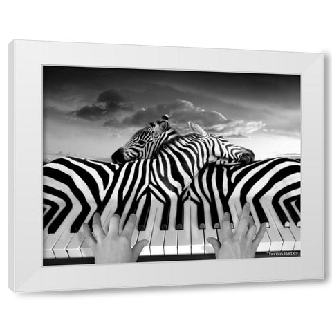 Piano Peace White Modern Wood Framed Art Print by Barbey, Thomas