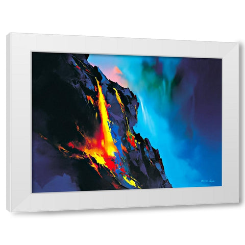 Blazing Fires White Modern Wood Framed Art Print by Leung, Thomas