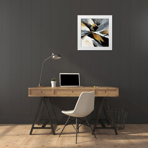 Gold Fusion 2 White Modern Wood Framed Art Print by Leung, Thomas