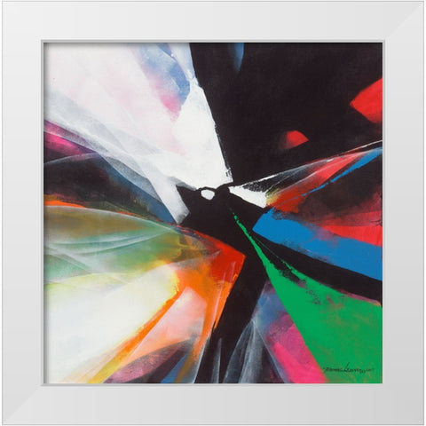 Dancing Color 4 White Modern Wood Framed Art Print by Leung, Thomas
