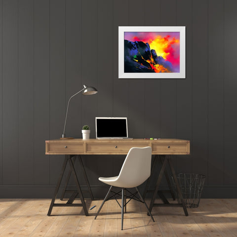 Lavas Descent White Modern Wood Framed Art Print by Leung, Thomas