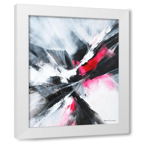 Red Motion White Modern Wood Framed Art Print by Leung, Thomas