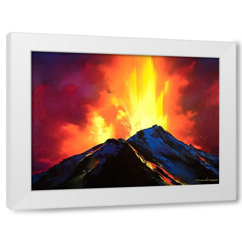 Volcanic Roar White Modern Wood Framed Art Print by Leung, Thomas
