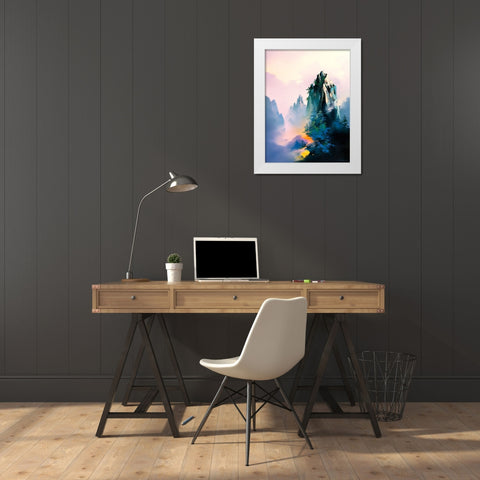 Mountain Glow White Modern Wood Framed Art Print by Leung, Thomas