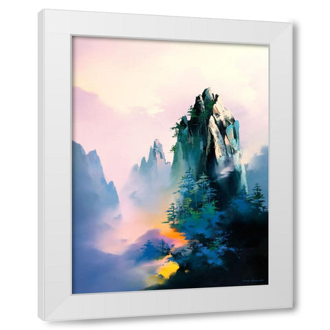 Mountain Glow White Modern Wood Framed Art Print by Leung, Thomas