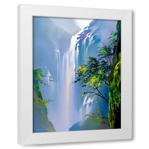 Spring Cascades White Modern Wood Framed Art Print by Leung, Thomas