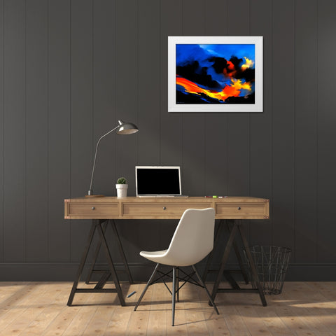 Fire Surf White Modern Wood Framed Art Print by Leung, Thomas