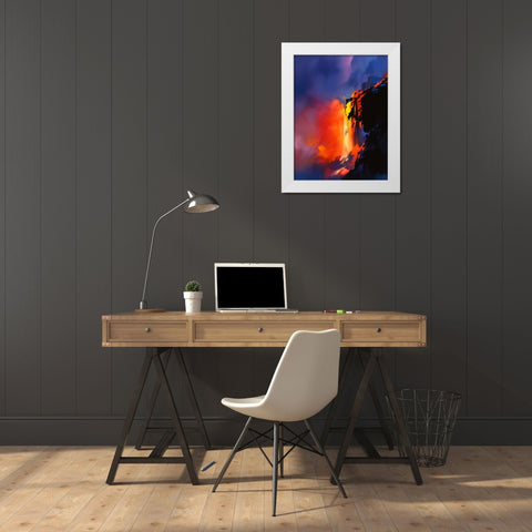 Fire Cliffs White Modern Wood Framed Art Print by Leung, Thomas