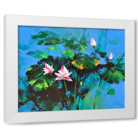 Lily Pond White Modern Wood Framed Art Print by Leung, Thomas