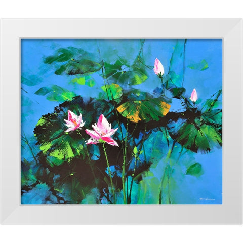 Lily Pond White Modern Wood Framed Art Print by Leung, Thomas