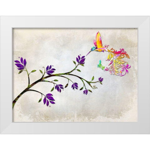 Hummingbird of Paradise White Modern Wood Framed Art Print by Lavoie, Tina