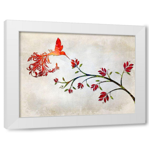 Hummingbird of Paradise Sunset White Modern Wood Framed Art Print by Lavoie, Tina