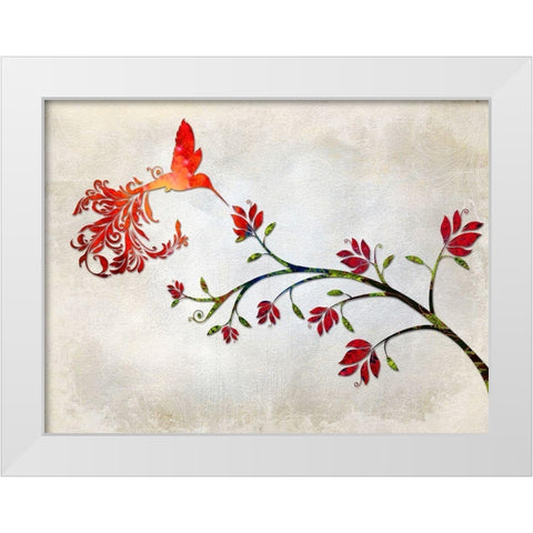 Hummingbird of Paradise Sunset White Modern Wood Framed Art Print by Lavoie, Tina