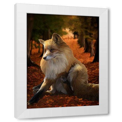Fall Fox White Modern Wood Framed Art Print by Lavoie, Tina