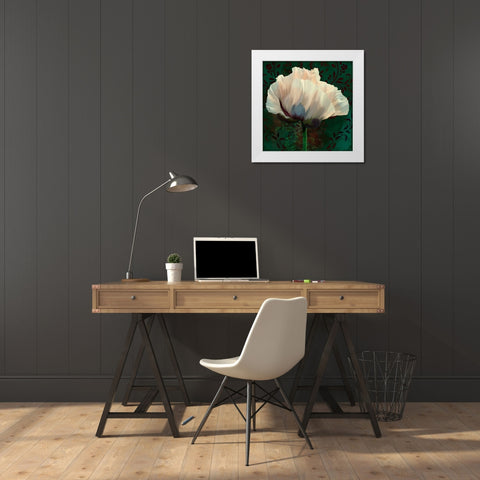 Poppy In Verdigris And Rust II White Modern Wood Framed Art Print by Lavoie, Tina