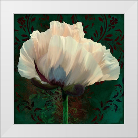 Poppy In Verdigris And Rust II White Modern Wood Framed Art Print by Lavoie, Tina
