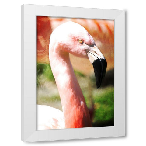 Pink Flamingo I White Modern Wood Framed Art Print by Lavoie, Tina