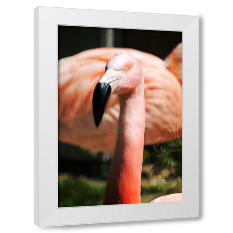 Pink Flamingo II White Modern Wood Framed Art Print by Lavoie, Tina