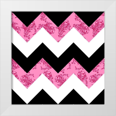 Pink Melange Damask White Modern Wood Framed Art Print by Lavoie, Tina