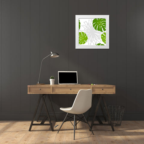 Rain Forest Pattern III Leaves White Modern Wood Framed Art Print by Lavoie, Tina