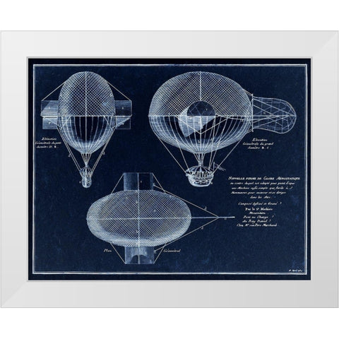 French Airship Balloon 1784 White Modern Wood Framed Art Print by Lavoie, Tina