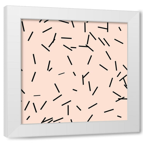 Angel Pink Black Matchstick Confetti White Modern Wood Framed Art Print by Lavoie, Tina