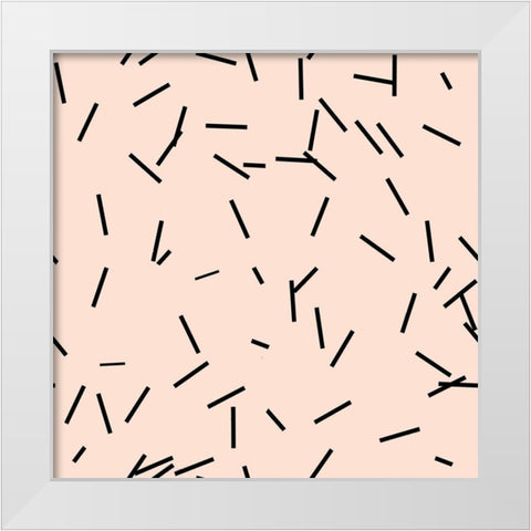 Angel Pink Black Matchstick Confetti White Modern Wood Framed Art Print by Lavoie, Tina