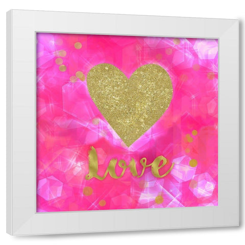 Glitter Love Pink White Modern Wood Framed Art Print by Lavoie, Tina