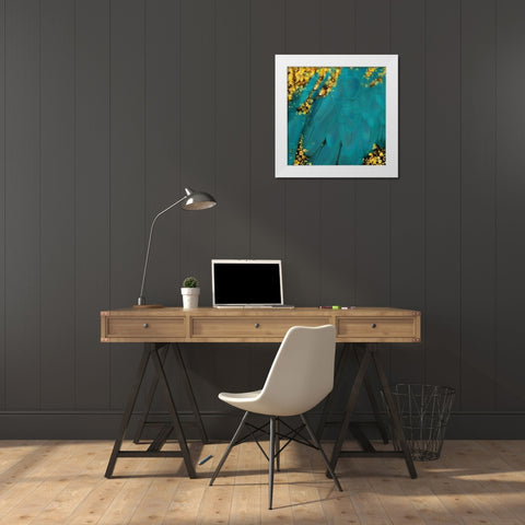 Mid-Summer Magik Deep Teal White Modern Wood Framed Art Print by Lavoie, Tina