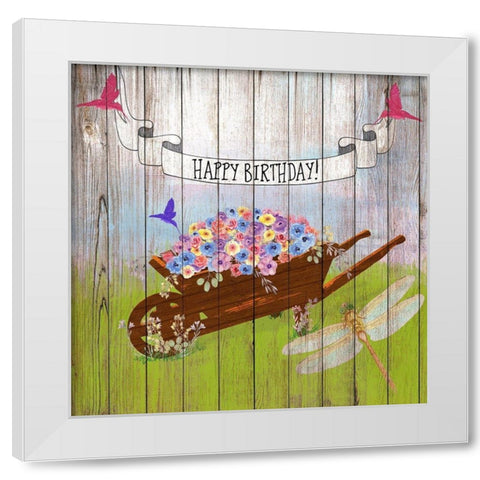Country Birthday Wishes White Modern Wood Framed Art Print by Lavoie, Tina