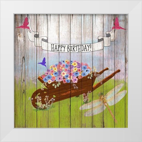 Country Birthday Wishes White Modern Wood Framed Art Print by Lavoie, Tina