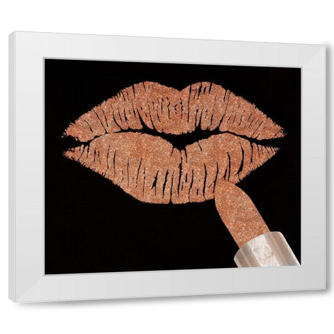 Rosegold Kiss White Modern Wood Framed Art Print by Lavoie, Tina