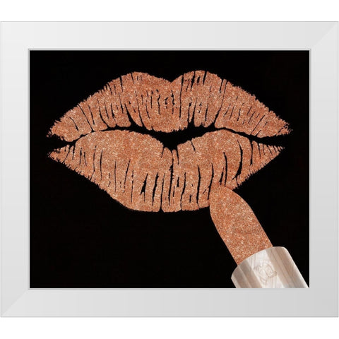 Rosegold Kiss White Modern Wood Framed Art Print by Lavoie, Tina
