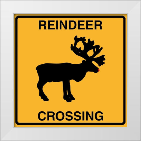 Reindeer Crossing White Modern Wood Framed Art Print by Lavoie, Tina