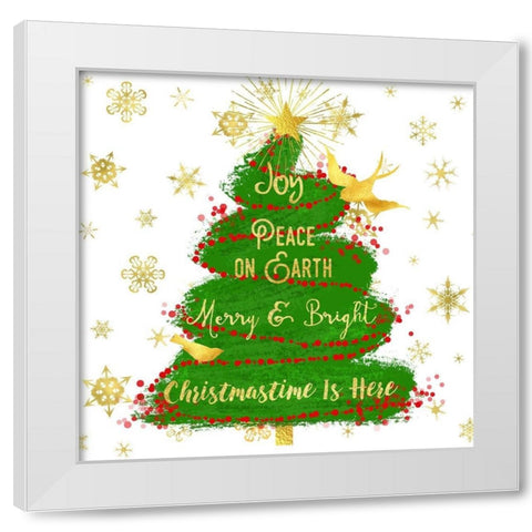 Joy Christmas Tree White Modern Wood Framed Art Print by Lavoie, Tina