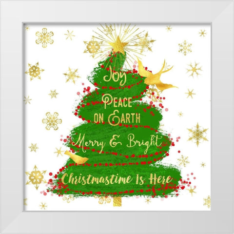 Joy Christmas Tree White Modern Wood Framed Art Print by Lavoie, Tina