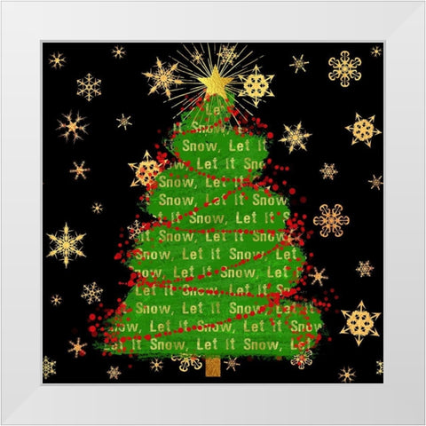 Let It Snow Christmas Tree Black White Modern Wood Framed Art Print by Lavoie, Tina