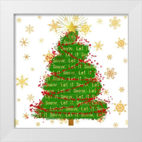 Let It Snow Christmas Tree White Modern Wood Framed Art Print by Lavoie, Tina