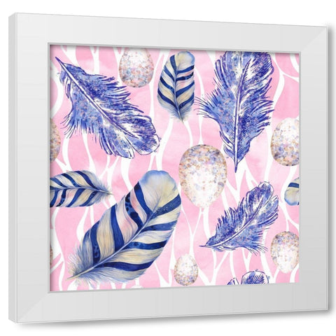Feather And Egg Pattern I White Modern Wood Framed Art Print by Lavoie, Tina