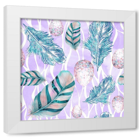 Feather And Egg Pattern II White Modern Wood Framed Art Print by Lavoie, Tina