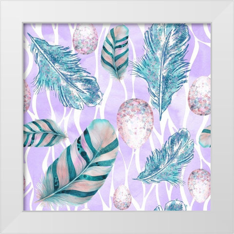 Feather And Egg Pattern II White Modern Wood Framed Art Print by Lavoie, Tina