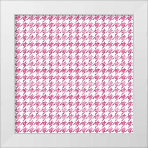 Pink Watercolor Houndstooth White Modern Wood Framed Art Print by Lavoie, Tina