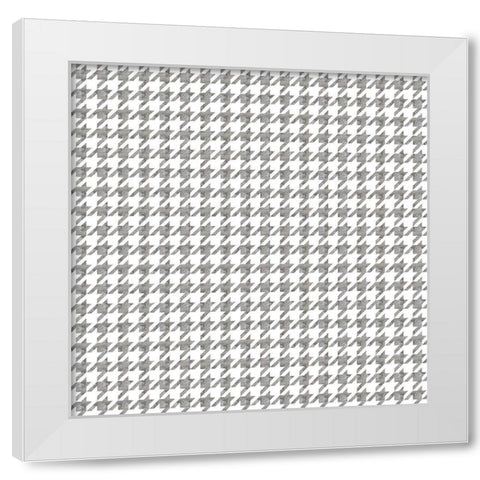 Silver Houndstooth On White White Modern Wood Framed Art Print by Lavoie, Tina