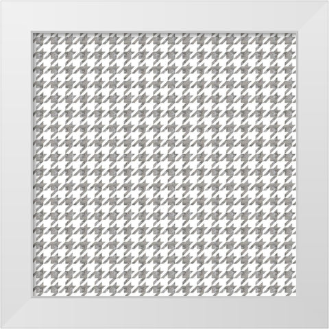 Silver Houndstooth On White White Modern Wood Framed Art Print by Lavoie, Tina