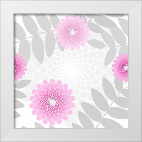 Flowers And Leaves Pattern Pink White Modern Wood Framed Art Print by Lavoie, Tina