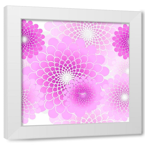 Spiral Flowers Pattern Pink White Modern Wood Framed Art Print by Lavoie, Tina